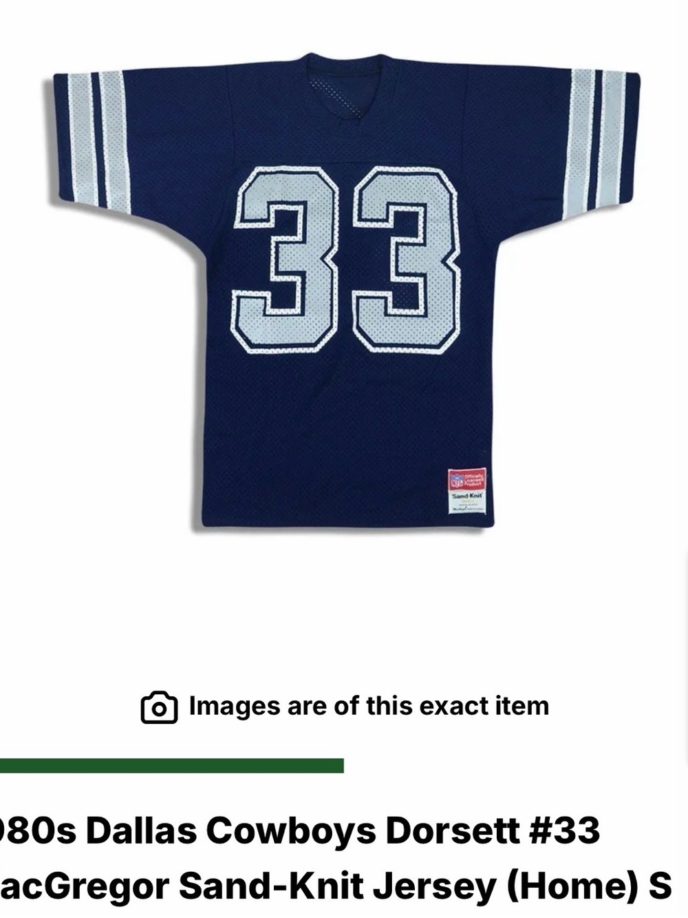 McGregor Sand-Knit Dallas Cowboys Tony Dorsett #33 Navy Football Jersey 0207